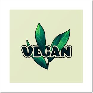 Vegan || Green Leaves Vector Art Posters and Art